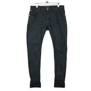 BLUE DE GENES Jeans Men Sz 31 Black Denim Stretch Straight Leg Italy Button Fly